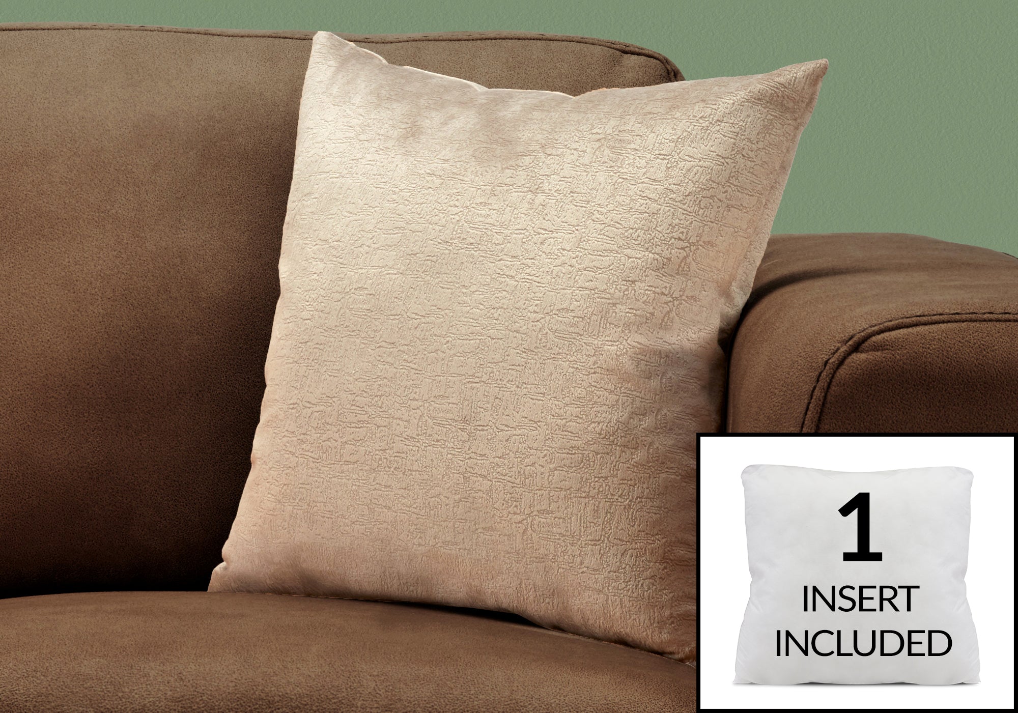 COUSSIN - 18"X 18" / VELOURS MOSAÏQUE TAUPE / 1PC 