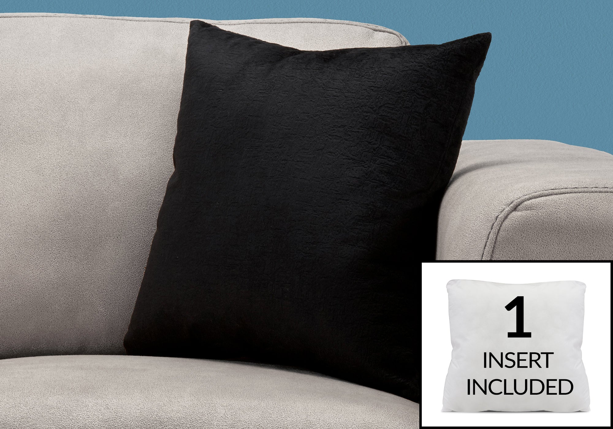 COUSSIN - 18"X 18" / VELOURS MOSAIQUE NOIR / 1PC 