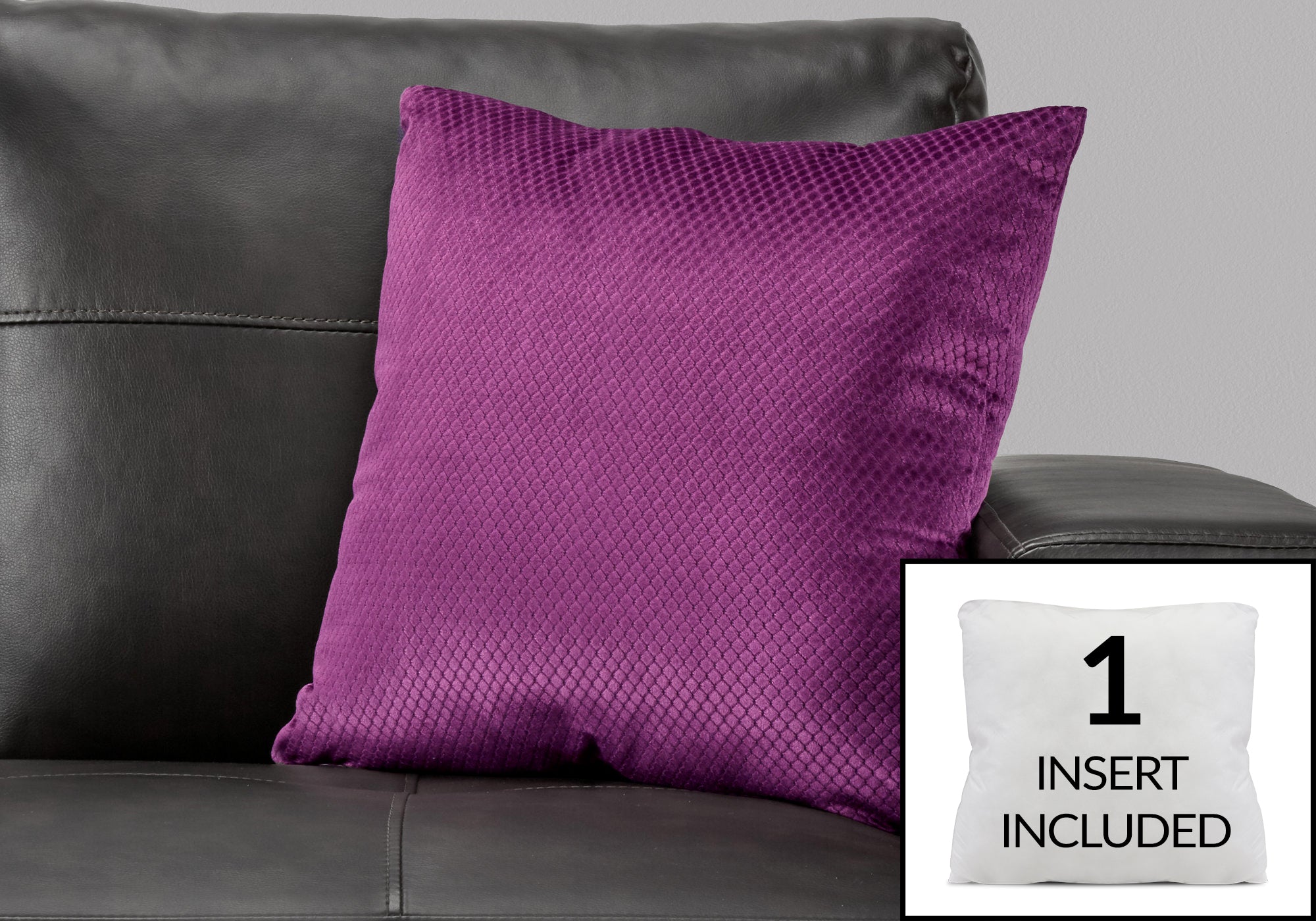 COUSSIN - 18"X 18" / VELOURS DIAMANT VIOLET / 1PC 