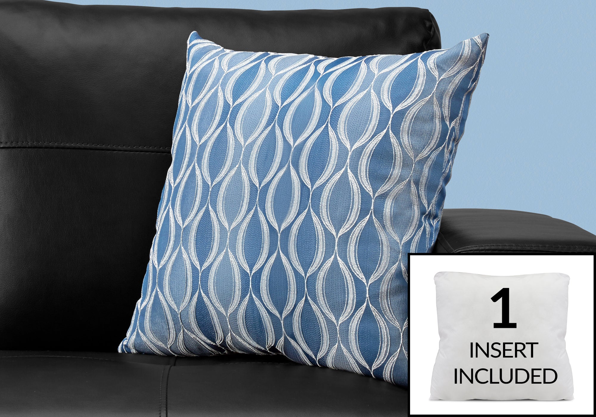 COUSSIN - 18"X 18" / MOTIF VAGUE BLEU / 1PC 