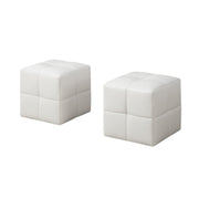 POUF - ENSEMBLE 2PCS / JUVÉNILE / SIMILI-CUIR BLANC