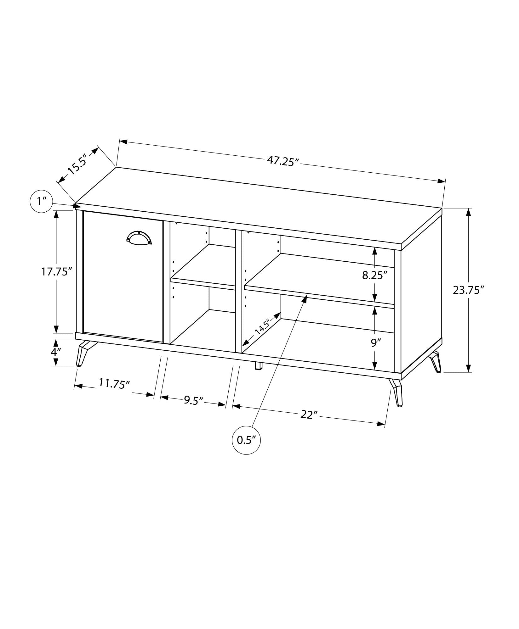 MEUBLE TV - 48"L / BÉTON GRIS / FAUX BOIS BRUN MOYEN