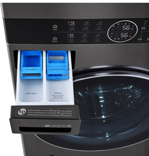 Laveuse-Sécheuse À Vapeur Haute Efficacité "WashTower" En Acier Inoxydable Noir LG ( WKEX200HBA