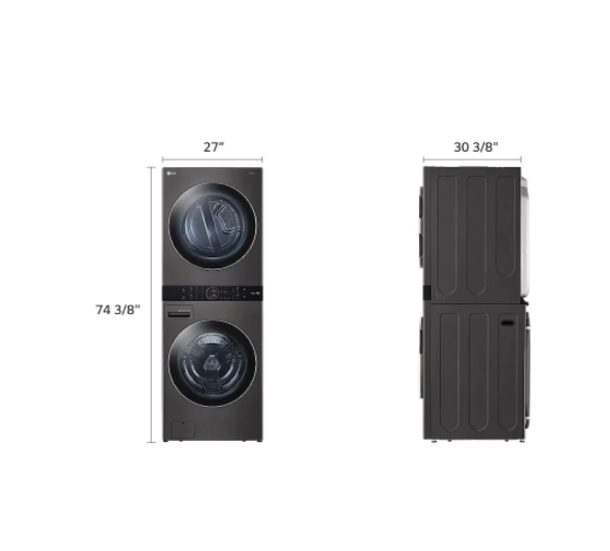 Laveuse-Sécheuse À Vapeur Haute Efficacité "WashTower" En Acier Inoxydable Noir LG ( WKEX200HBA