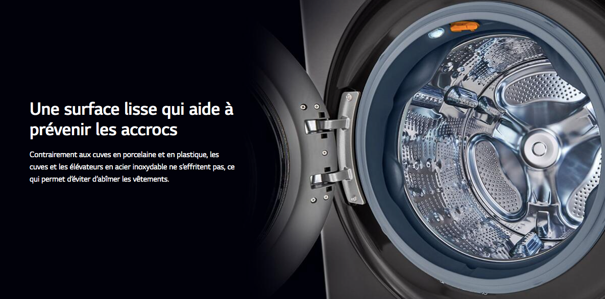 Laveuse-Sécheuse À Vapeur Haute Efficacité "WashTower" En Acier Inoxydable Noir LG ( WKEX200HBA