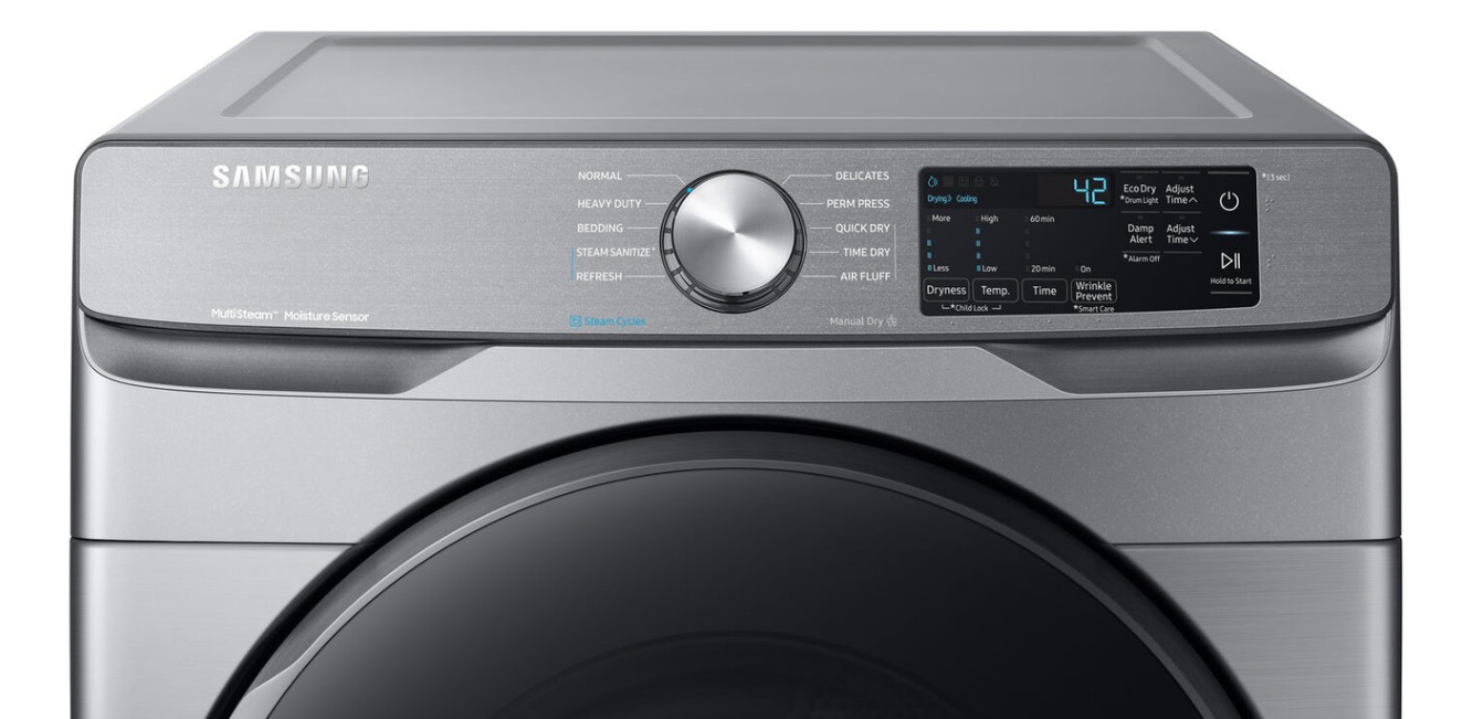 Sécheuse électrique Samsung de 7,5 pi cu. avec assainissement à la vapeur – DVE45T6100P/AC