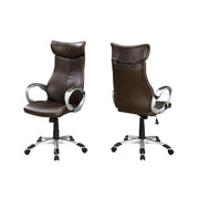 CHAISE DE BUREAU - SIMILI-CUIR MARRON / DOSSIER HAUT EXECUTIVE 