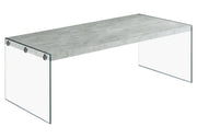 TABLE BASSE - CIMENT GRIS AVEC VERRE TREMPÉ