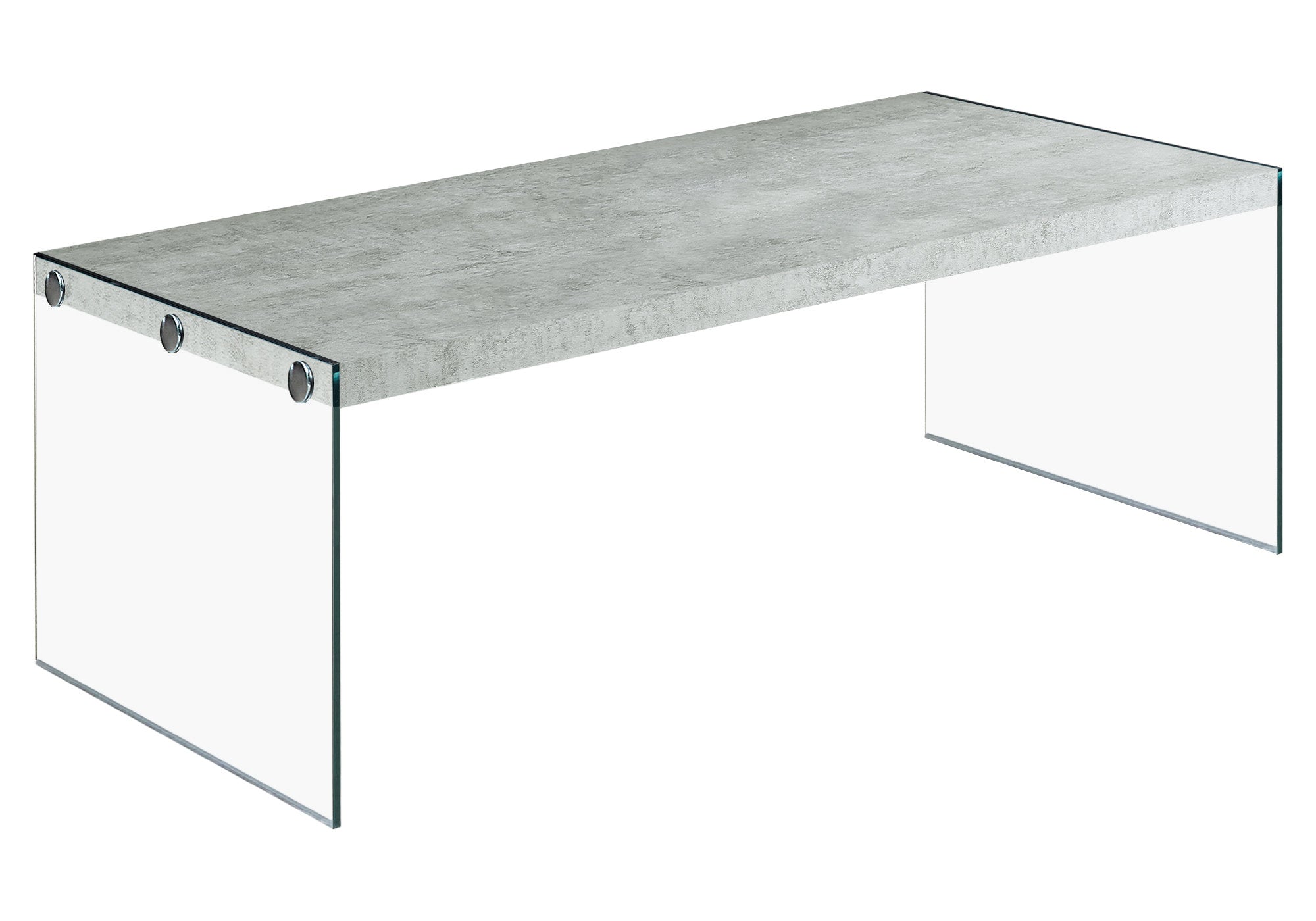 TABLE BASSE - CIMENT GRIS AVEC VERRE TREMPÉ 