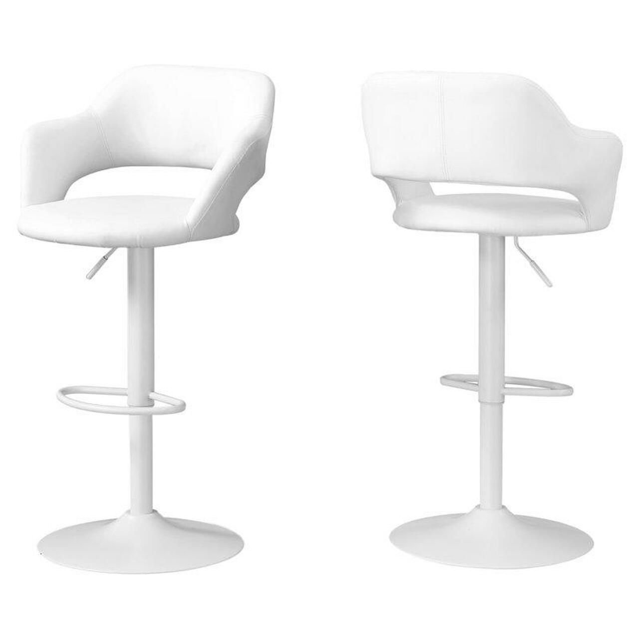 TABOURET DE BAR - ÉLÉVATEUR HYDRAULIQUE EN MÉTAL BLANC / BLANC