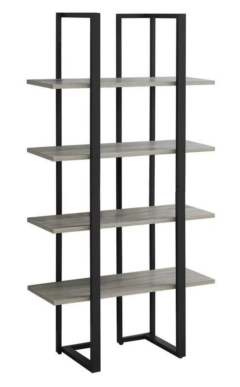 BIBLIOTHÈQUE - 60"H / TAUPE FONCE / METAL NOIR 