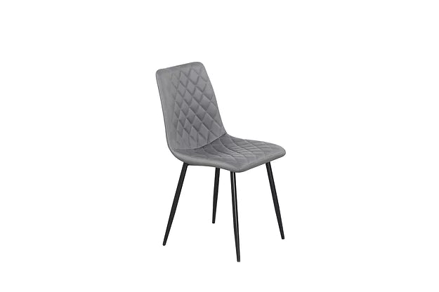 Siège rembourré gris avec chaise à pieds noirs - Ensemble de 6 pièces 
