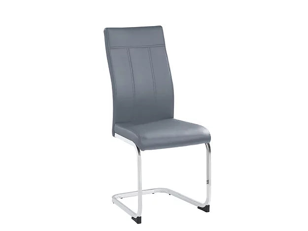 Chaise de salle à manger en PU gris avec pieds en métal - 6 pièces 