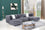 Sofa sectionnel en velours avec capitonnage profond et détails cloutés