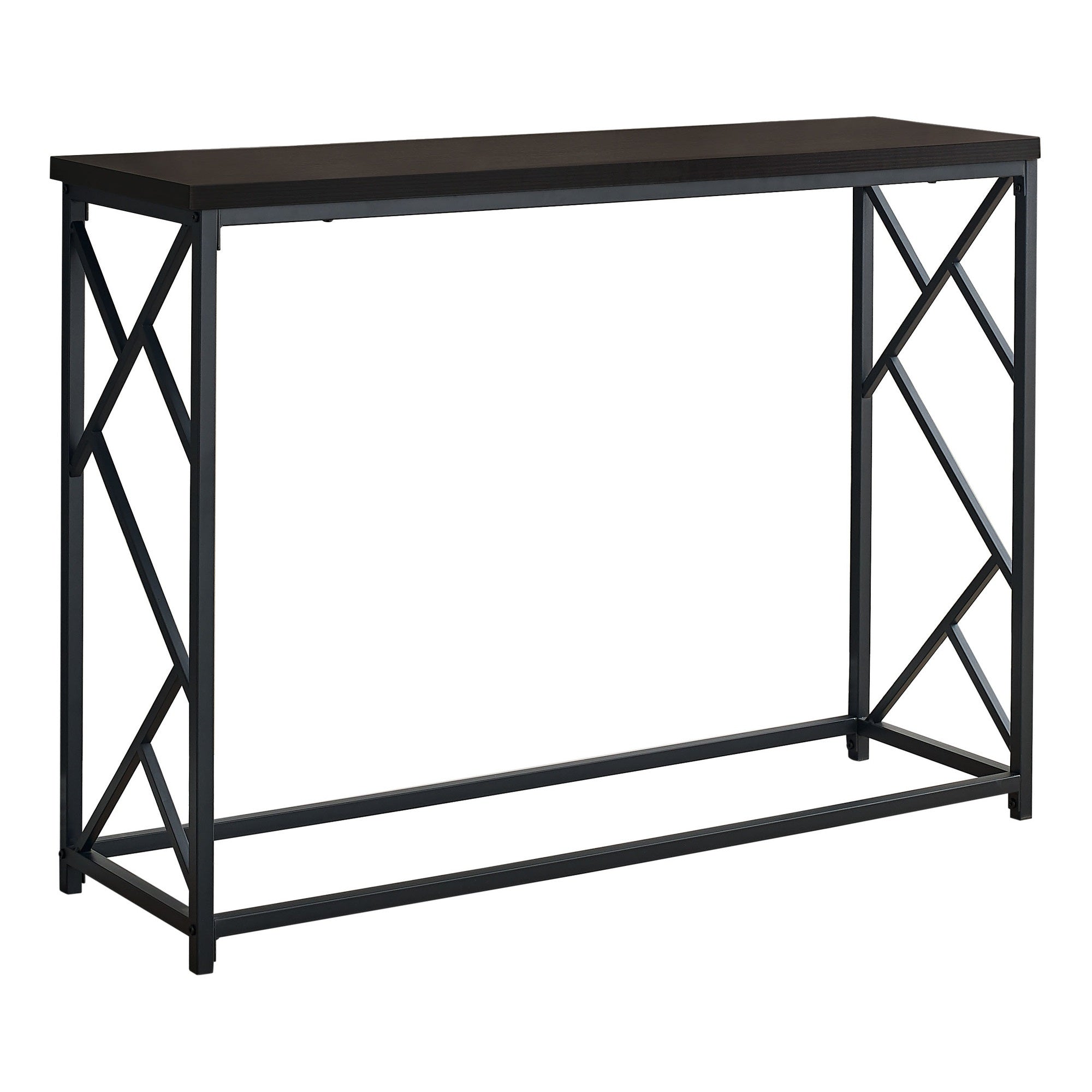 TABLE D'APPOINT - 44"L / ESPRESSO / CONSOLE D'ENTREE METAL NOIR 