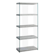 BIBLIOTHÈQUE - 60"H / CIMENT GRIS AVEC VERRE TREMPÉ