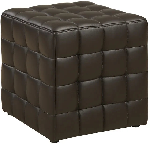 POUF - TISSU SIMILI-CUIR MARRON FONCÉ 