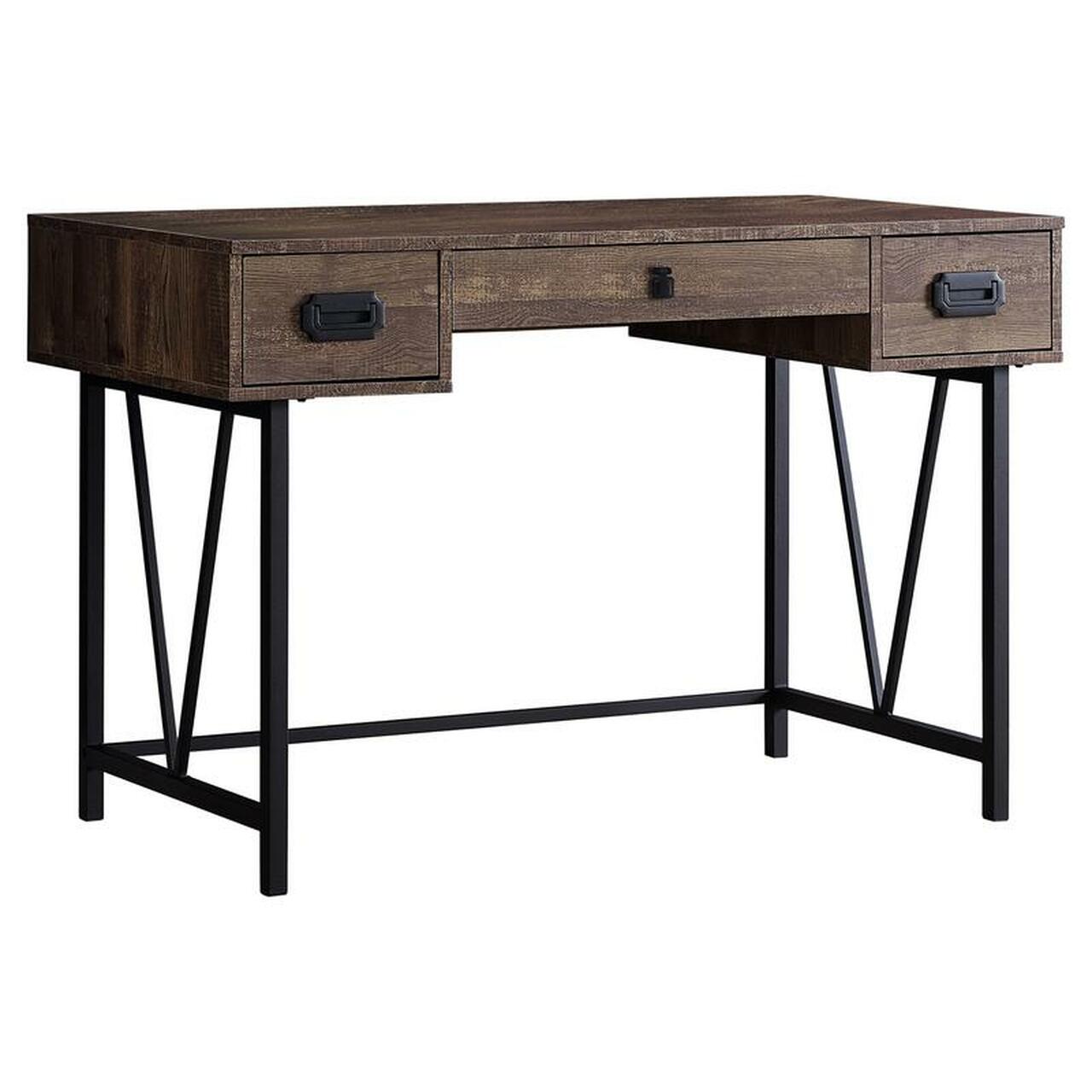 BUREAU D'ORDINATEUR - 48"L / BOIS DE RÉCUPÉRATION BRUN / MÉTAL NOIR 