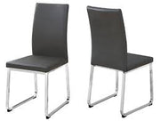 CHAISE DE SALLE A MANGER - 2PCS / 38"H / SIMILI-CUIR GRIS / CHROME 