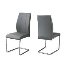 CHAISE DE SALLE A MANGER - 2PCS / 39"H / SIMILI-CUIR GRIS / CHROME 