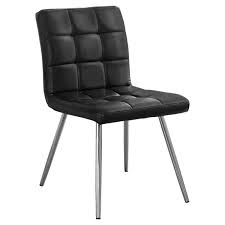 CHAISE DE SALLE A MANGER - 2PCS / 32"H / SIMILI-CUIR NOIR / CHROME 