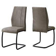 CHAISE DE SALLE A MANGER - 2PCS / 39"H / TISSU TAUPE / METAL NOIR