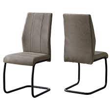 CHAISE DE SALLE A MANGER - 2PCS / 39"H / TISSU TAUPE / METAL NOIR