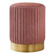 POUF - VELOURS ROSE FONCÉ / SOCLE MÉTAL DORÉ 