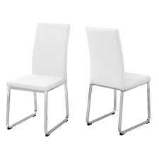 CHAISE DE SALLE A MANGER - 2PCS / 38"H / SIMILI-CUIR BLANC / CHROME 
