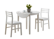 ENSEMBLE DE SALLE À MANGER - ENSEMBLE 3PCS / BLANC AVEC UNE RABAT DE 36"DIA 