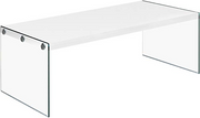 TABLE BASSE - BLANC BRILLANT AVEC VERRE TREMPÉ 