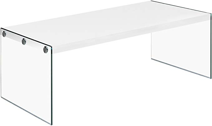 TABLE BASSE - BLANC BRILLANT AVEC VERRE TREMPÉ 