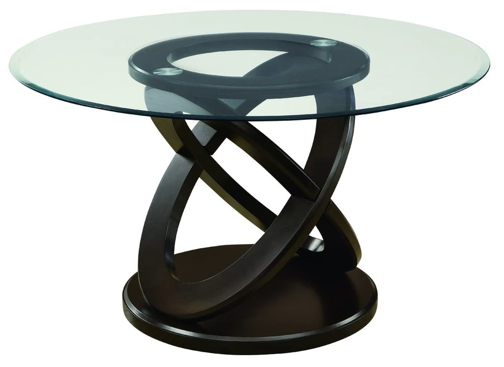 TABLE À MANGER - 48"DIA / ESPRESSO AVEC VERRE TREMPÉ 