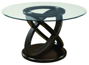 TABLE À MANGER - 48"DIA / ESPRESSO AVEC VERRE TREMPÉ 