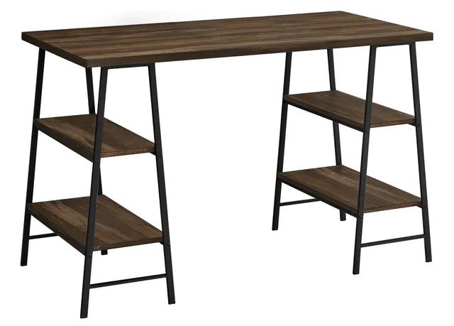 BUREAU D'ORDINATEUR - 48"L / BOIS DE RÉCUPÉRATION BRUN / MÉTAL NOIR 