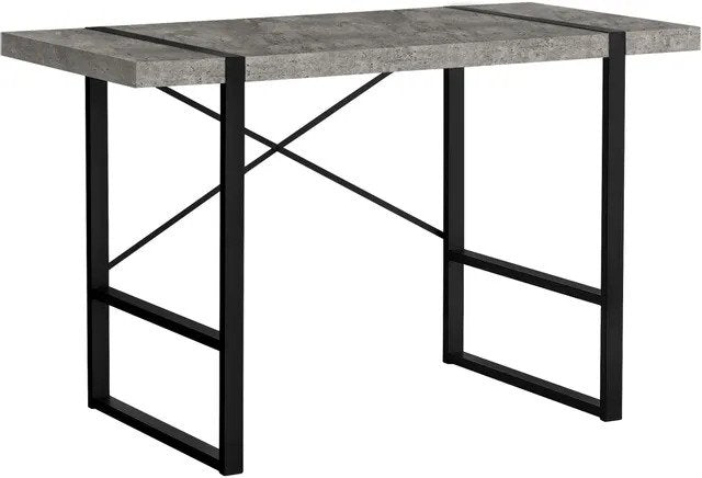 BUREAU D'ORDINATEUR - 48"L / ASPECT BÉTON GRIS / MÉTAL NOIR 