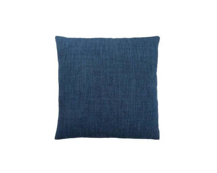 COUSSIN - 18"X 18" / MOTIF LIN BLEU FONCÉ / 1PC