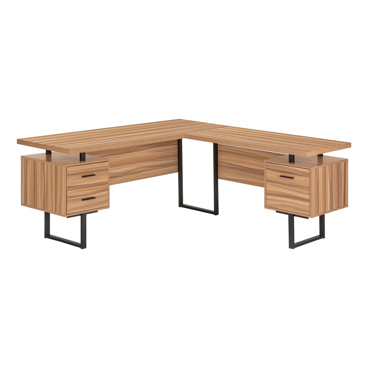 BUREAU D'ORDINATEUR - 70"L / BOIS RÉCUPÉRÉ / MÉTAL NOIR / G/D 