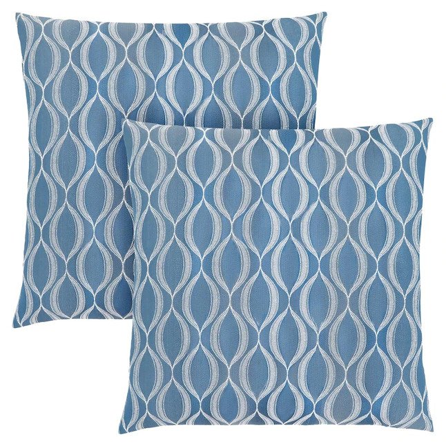 COUSSIN - 18"X 18" / MOTIF VAGUE BLEU / 2PCS 