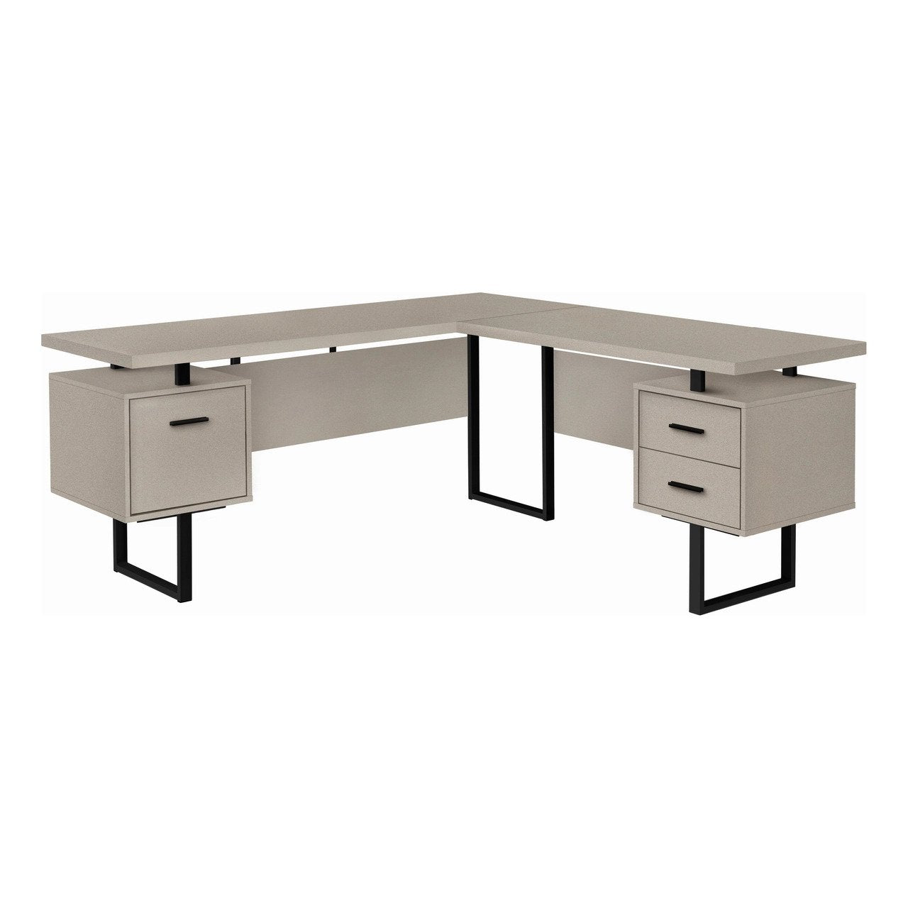 BUREAU D'ORDINATEUR - 70"L / TAUPE MODERNE / METAL NOIR / G/D 