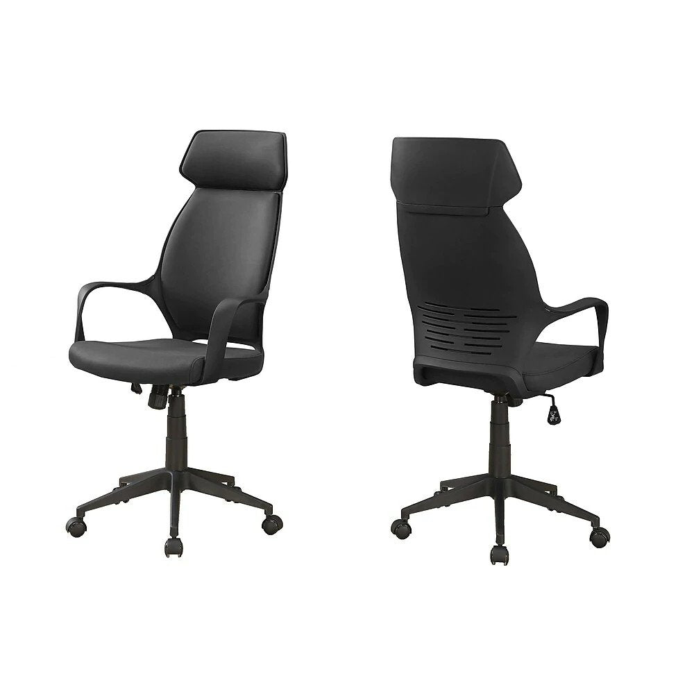 CHAISE DE BUREAU - MICROFIBRE NOIRE / DOSSIER HAUT EXECUTIVE 