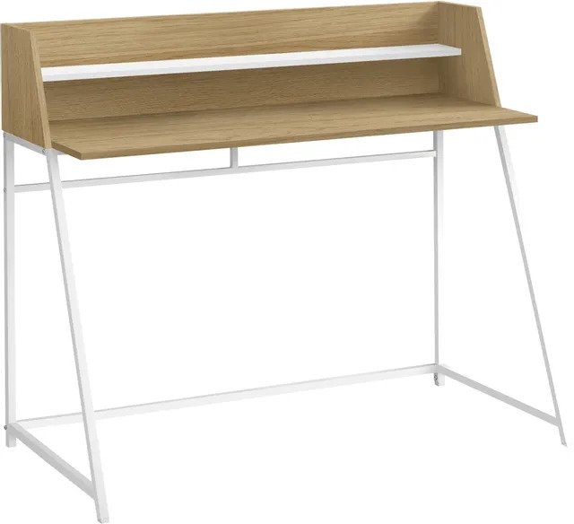 BUREAU D'ORDINATEUR - 48"L / NATUREL / MÉTAL BLANC 