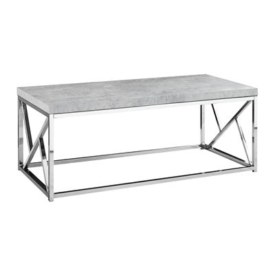TABLE BASSE - CIMENT GRIS ET MÉTAL CHROMÉ