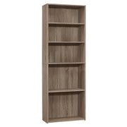 BIBLIOTHÈQUE - 72"H / TAUPE FONCÉ AVEC 5 TABLETTES 