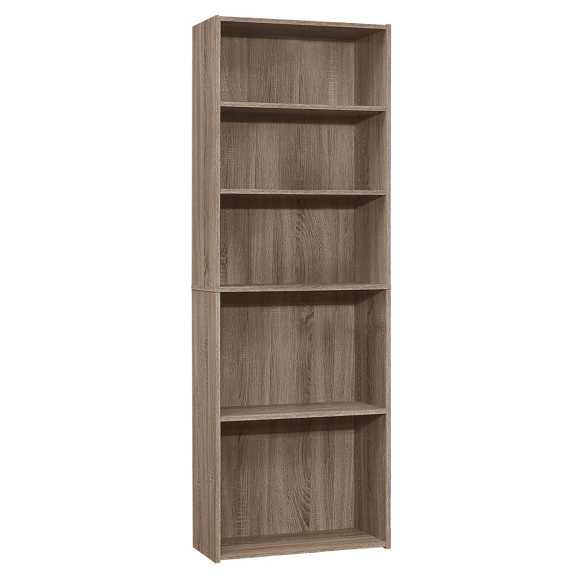 BIBLIOTHÈQUE - 72"H / TAUPE FONCÉ AVEC 5 TABLETTES 