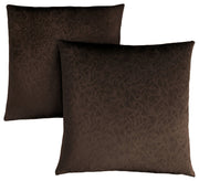 COUSSIN - 18"X 18" / VELOURS FLORAL BRUN FONCE / 2PCS