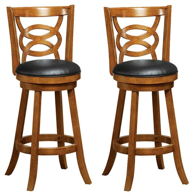 TABOURET DE BAR - 2PCS / 42"H / PIVOTANT / HAUTEUR DE BAR EN CHÊNE FONCÉ