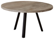 TABLE BASSE - 36"DIA/ BOIS DE RÉCUPÉRATION TAUPE / MÉTAL NOIR 