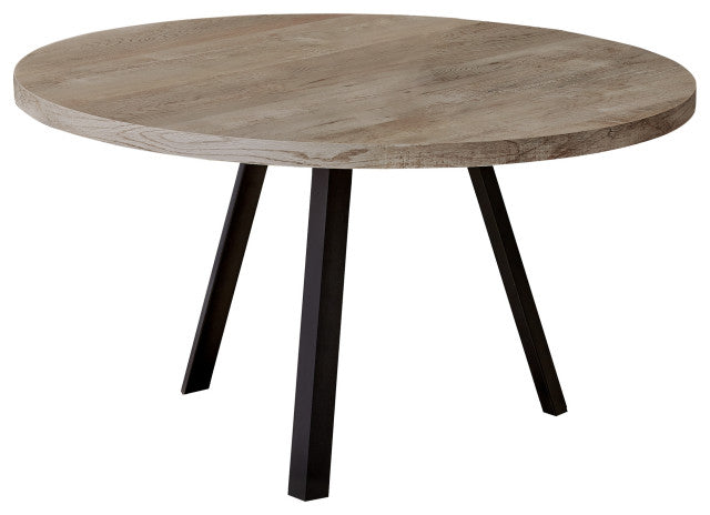 TABLE BASSE - 36"DIA/ BOIS DE RÉCUPÉRATION TAUPE / MÉTAL NOIR 