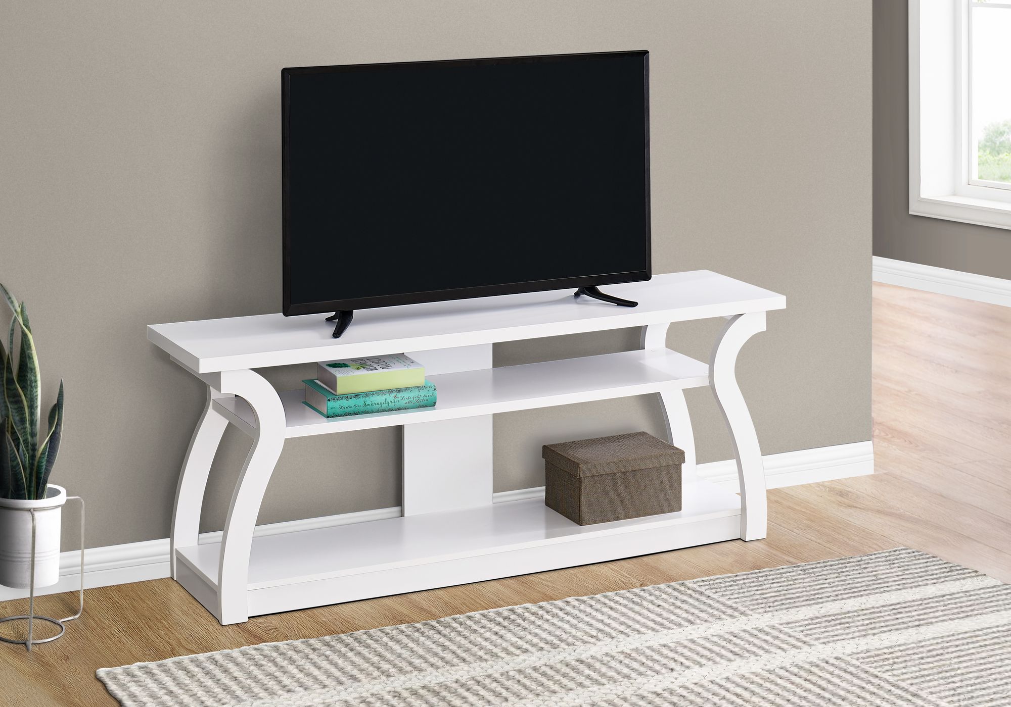 MEUBLE TV / - 60"L / BLANC / Meuble TV couleur Blanc